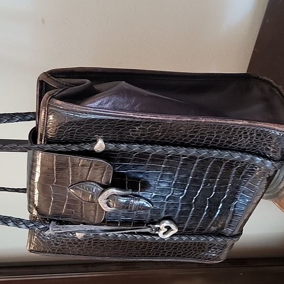 Brighton Brown Croc Leather Shoulder Bag - Picture 2 of 15